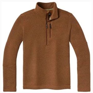 NWT Smartwool Men's Hudson Trail Fleece Half Zip Sweater Acorn Brown Merino Wool